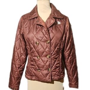 Brown Puffer Jacket with Quilted Design and Fitted Silhouette